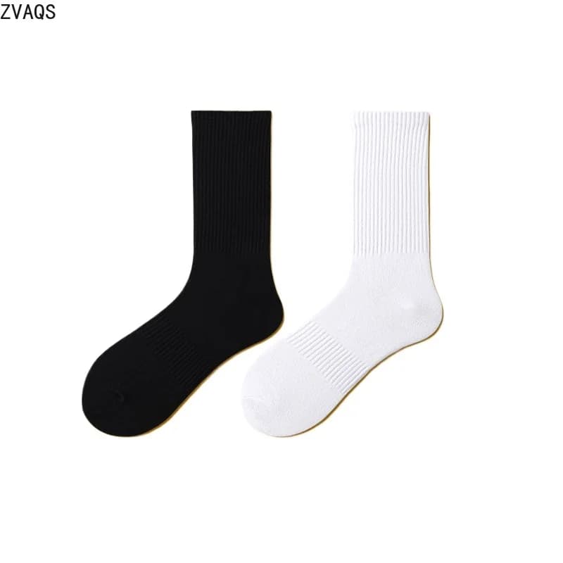 Socks Men's Long Tube Socks High Top Black and White Solid Color Thin Winter Long Socks