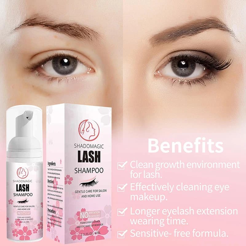 60ML Quick Eyelash Cleaner Shampoo, foam cleaner for eyelids with mascara applicator, mascara removes for eyelash extension.