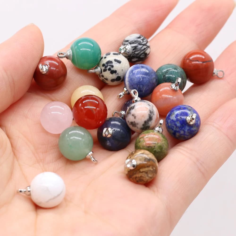 5PCS Pietre semipreziose naturali Ciondolo Quarzo rosa Ametista Turchese Sfera rotonda Fai da te per la creazione di gioielli Collane Accessori
