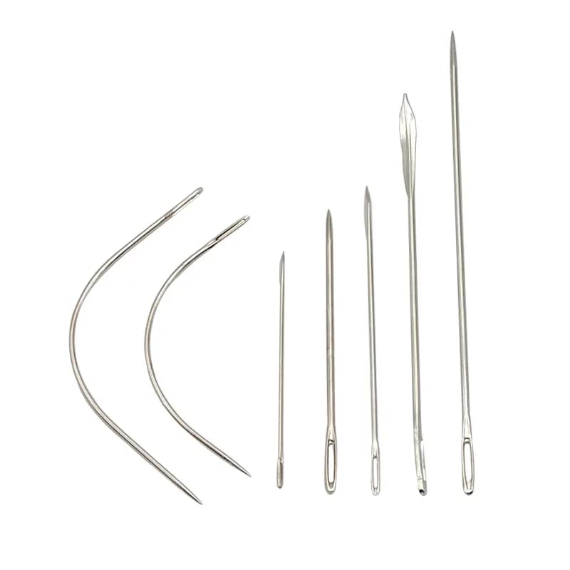 7PCS Ago per cucire Tappezzeria Tappeto Tela in pelle Riparazione Curvo Pelle fai da te Cucito a mano Kit ago per punto perno in acciaio inossidabile