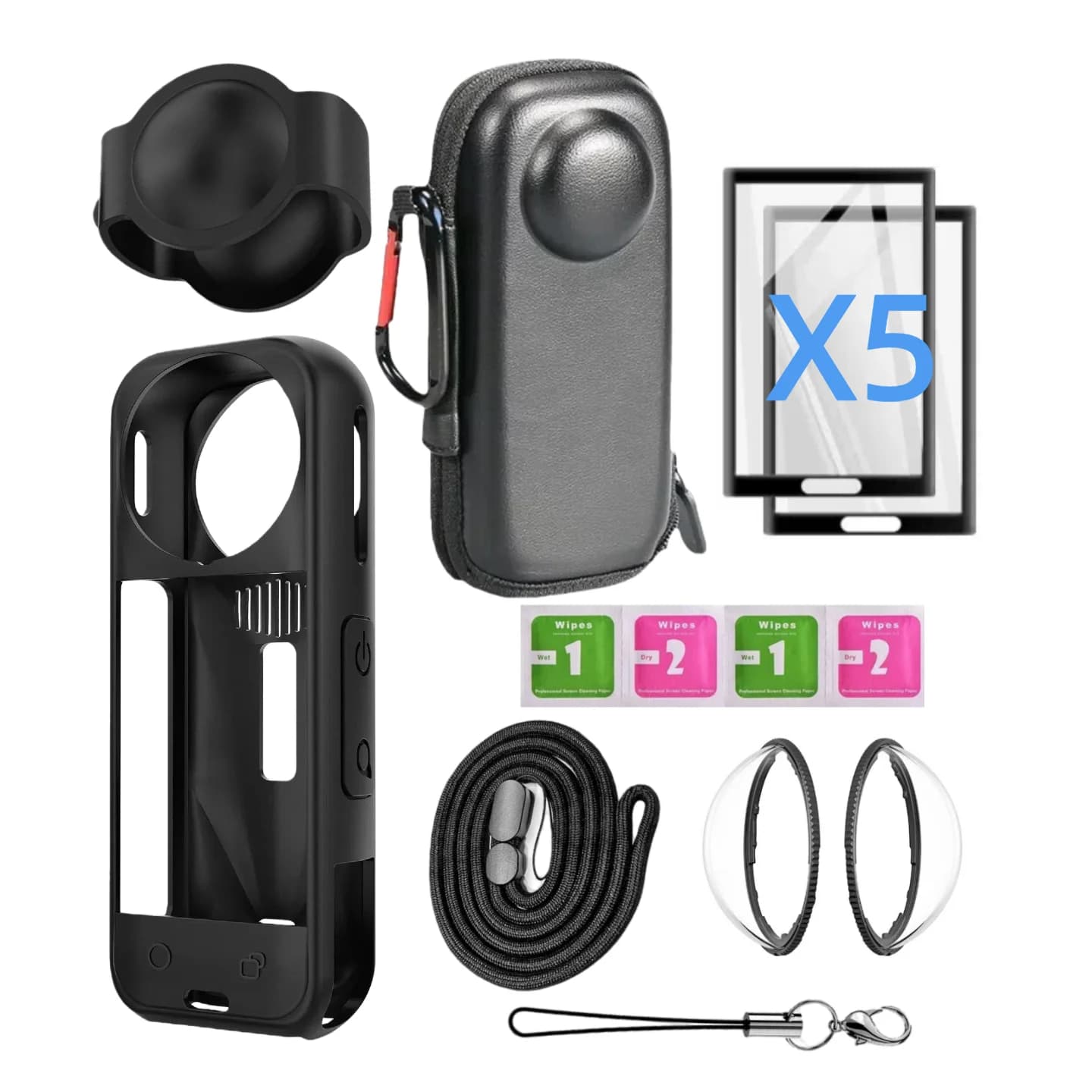 For Insta 360 X5 Camera Protective Accessories Kit lens protection/Silicone protective cover/screen protector/Custody for camera