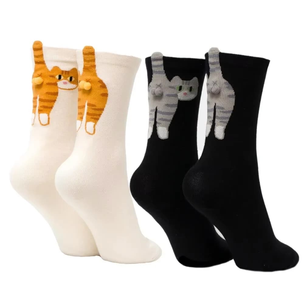 CHUANGERM Cat Socks for Women Men Christmas Gift Novelty Funny Socks Cute Cat Sock With Balls Best Gift for Couple