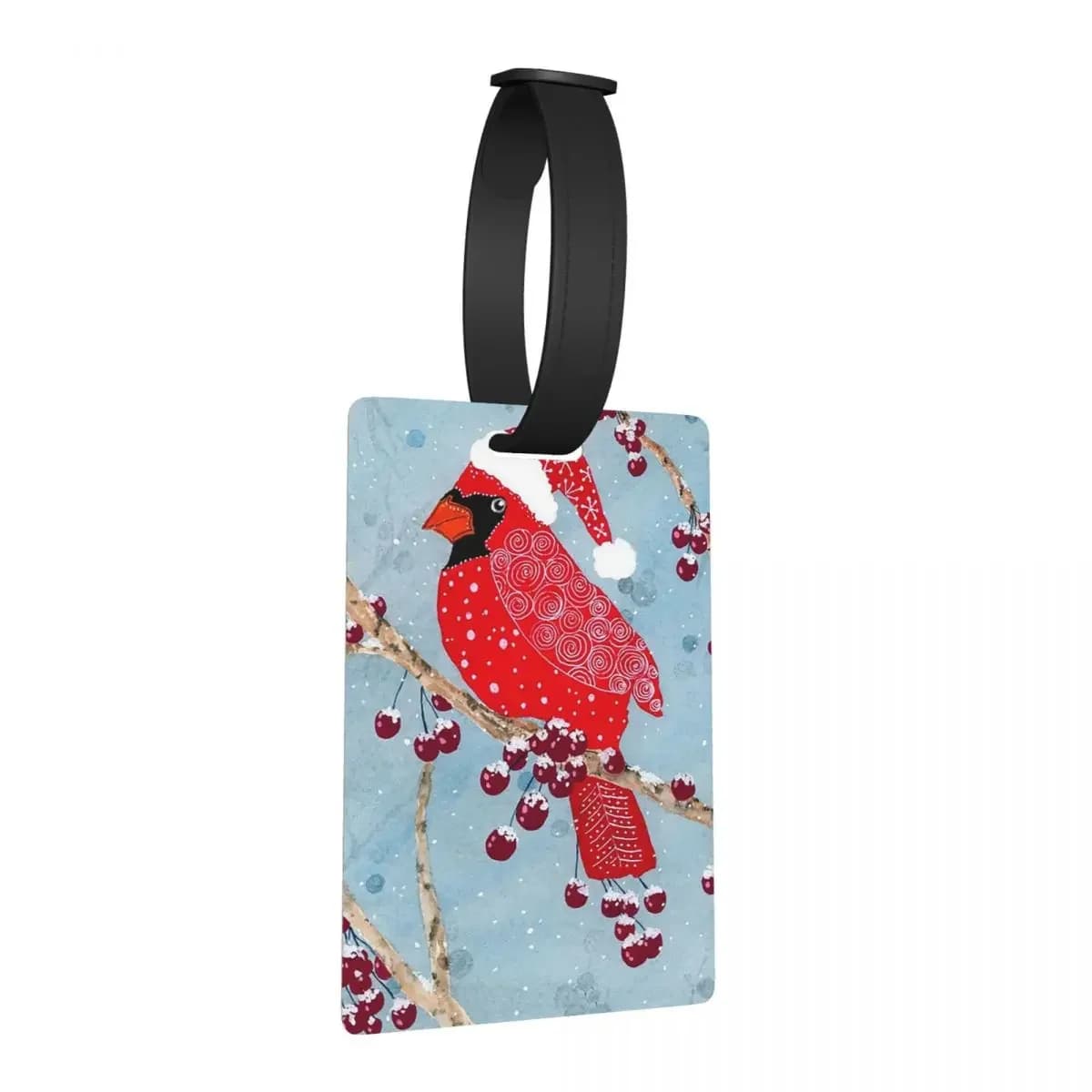 Etichette per bagagli cardinali di Natale sulla neve Accessori per valigie Etichetta per imbarco per bagagli portatile da viaggio Porta etichette ID Nome Indirizzo