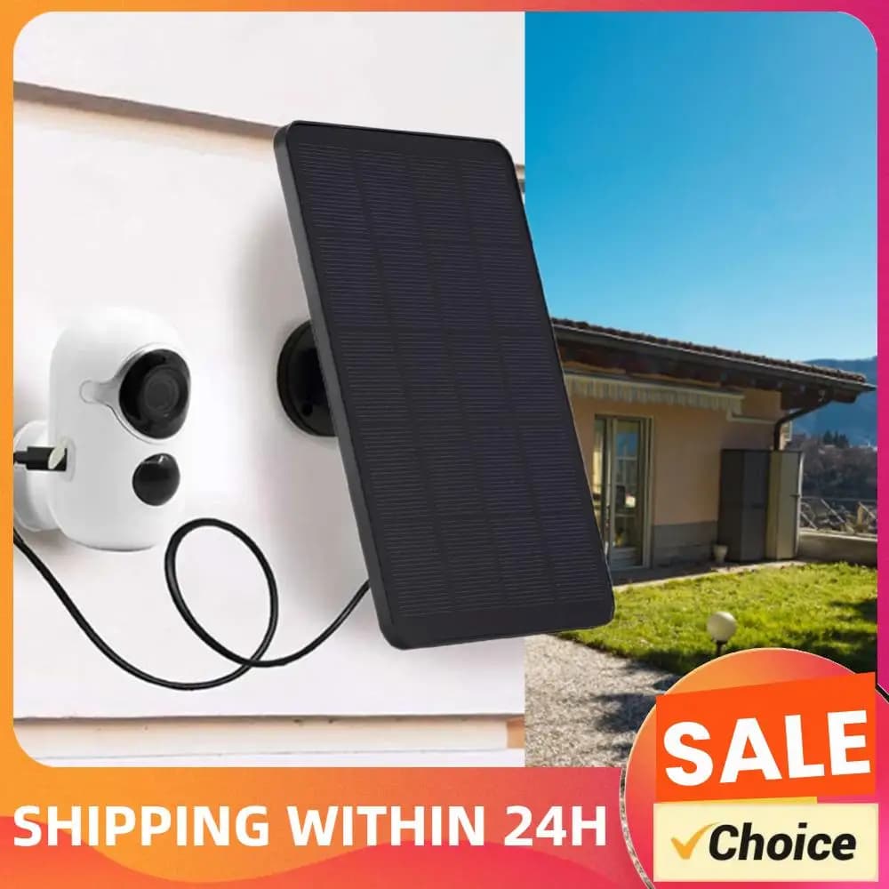 Pannello Solare Monocristallino Impermeabile 10W 5V, Caricabatterie Portatile per Telefoni Cellulari e Telecamere IP