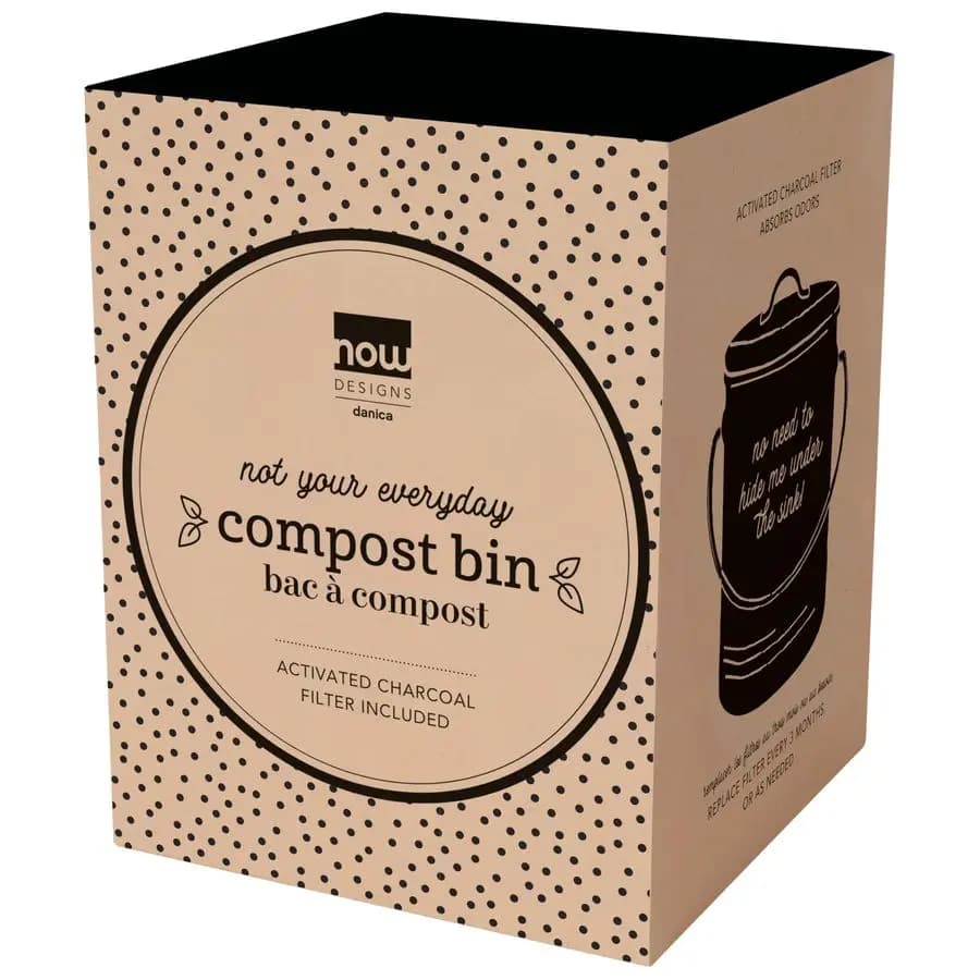Contenitore per compost in acciaio verniciato a polvere verde con filtro al carbone, alto 8,5 pollici, 1,25 galloni