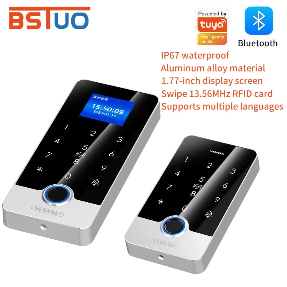 Support Tuya APP Door Lock Waterproof Metal Fingerprint Keypad Bluetooth Access Control System Phone App Unlock Multi-Languages