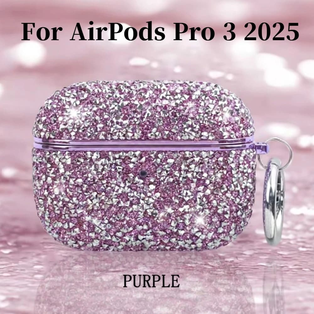 Custodia con diamanti glitterati per AirPods Pro 3 Pro 2 4 3 2 1 Gen Custodia protettiva scintillante con anello portachiavi per donne e ragazze
