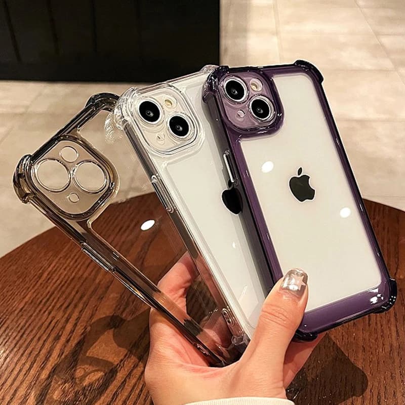 Luxury Shockproof Clear Phone Case For iPhone 14 13 15 Pro Max Plus Silicone Bumper Transparent Hard Back Cover