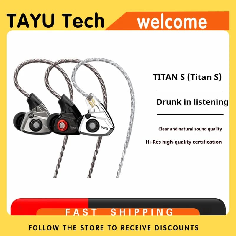 DUNU Titans S In Ear Headphones Wired Hifi High Resolution Type-C Lightweight Portable Earphones PC Gaming Headsets Earplugs