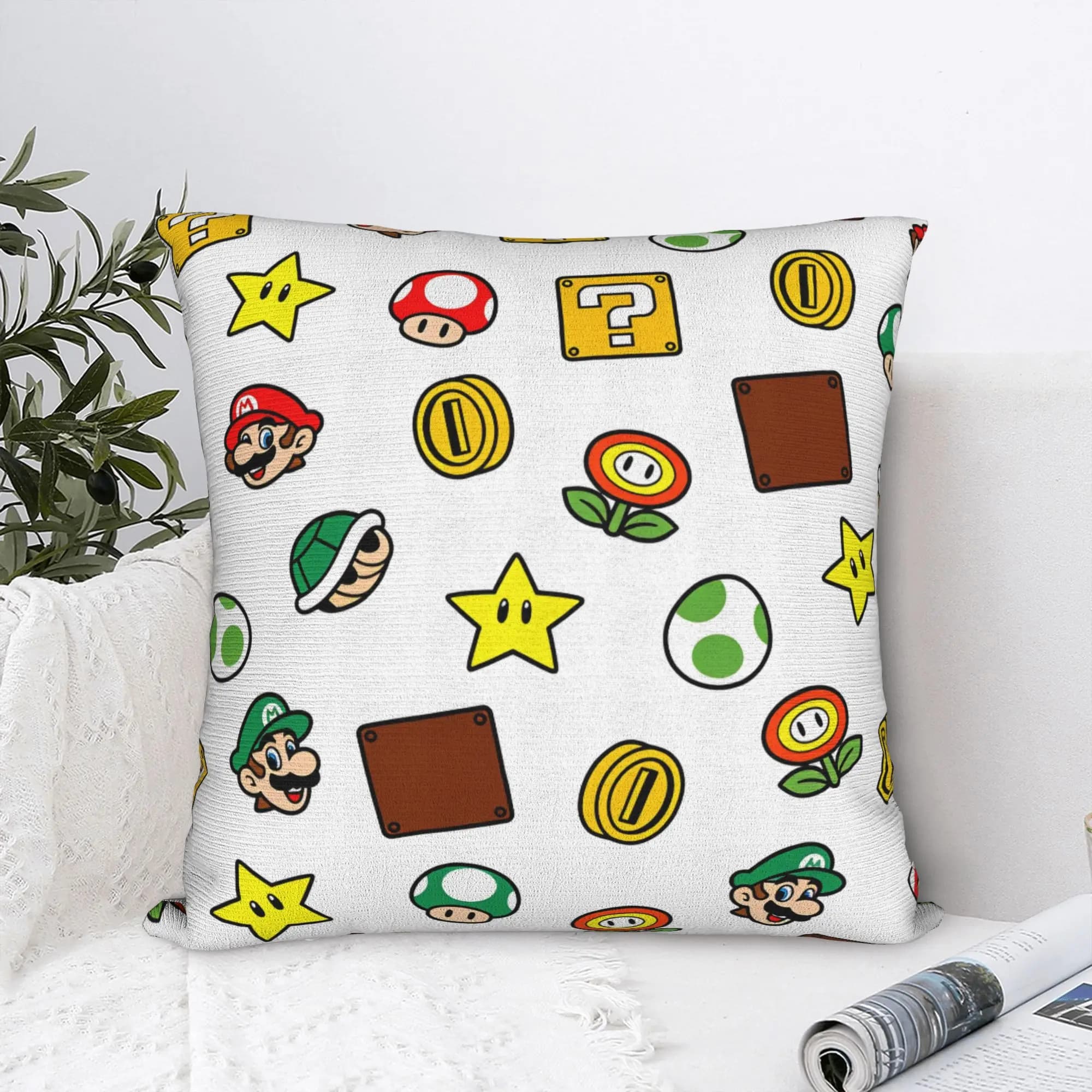 Pillow Cover Super Plumber Cute Funny Pillow Case For Living Room Bed Chair Pillowcases