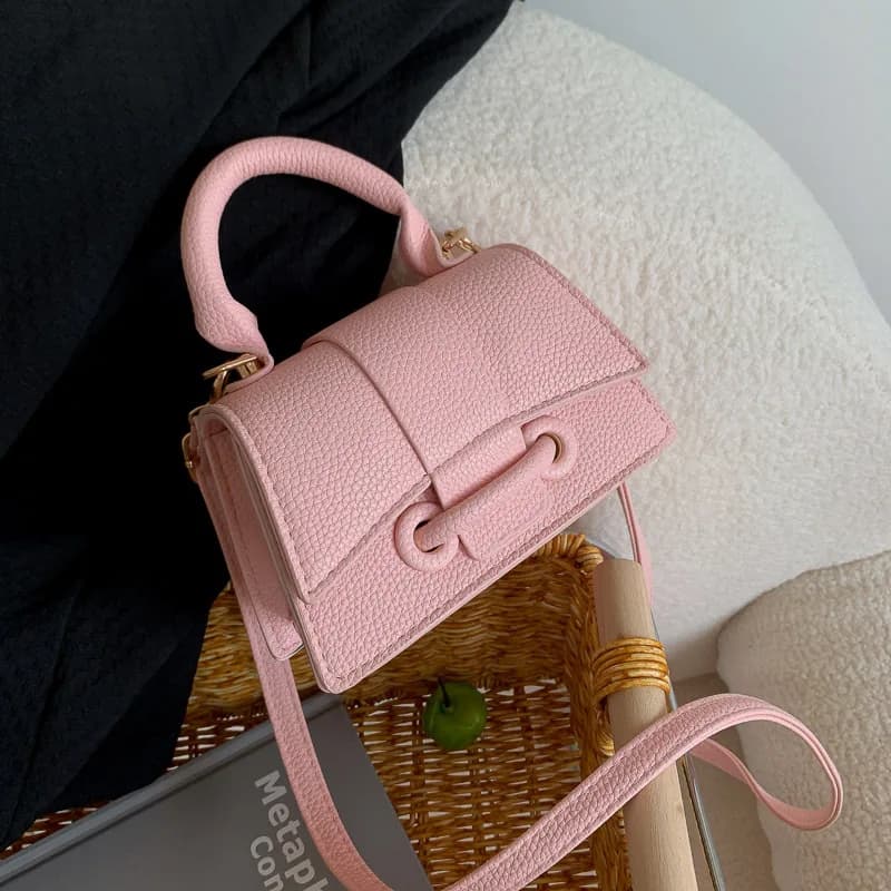 Elegante Mini Borsa da Donna Texturizzata con Manico Superiore, Borsa Convertibile a Tracolla per Uso Quotidiano e Feste
