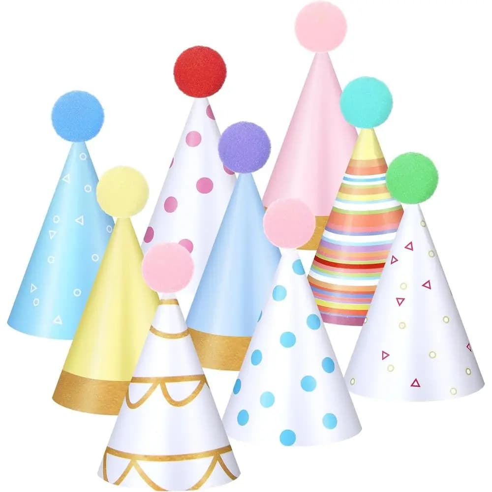 Panitay 40 pezzi colorati mini piccoli cappelli da festa per animali di peluche cono di carta piccoli cappelli di compleanno accessori per giochi (stile carino)