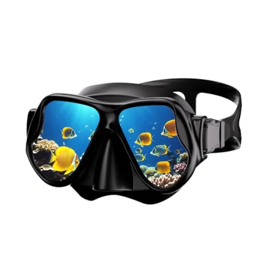 Maschera Subacquea, Maschera da Immersione con Vetro Temperato HD Antiappannamento, Occhialini da Immersione con Copertura Nasale, Maschera per Snorkeling per Adulti