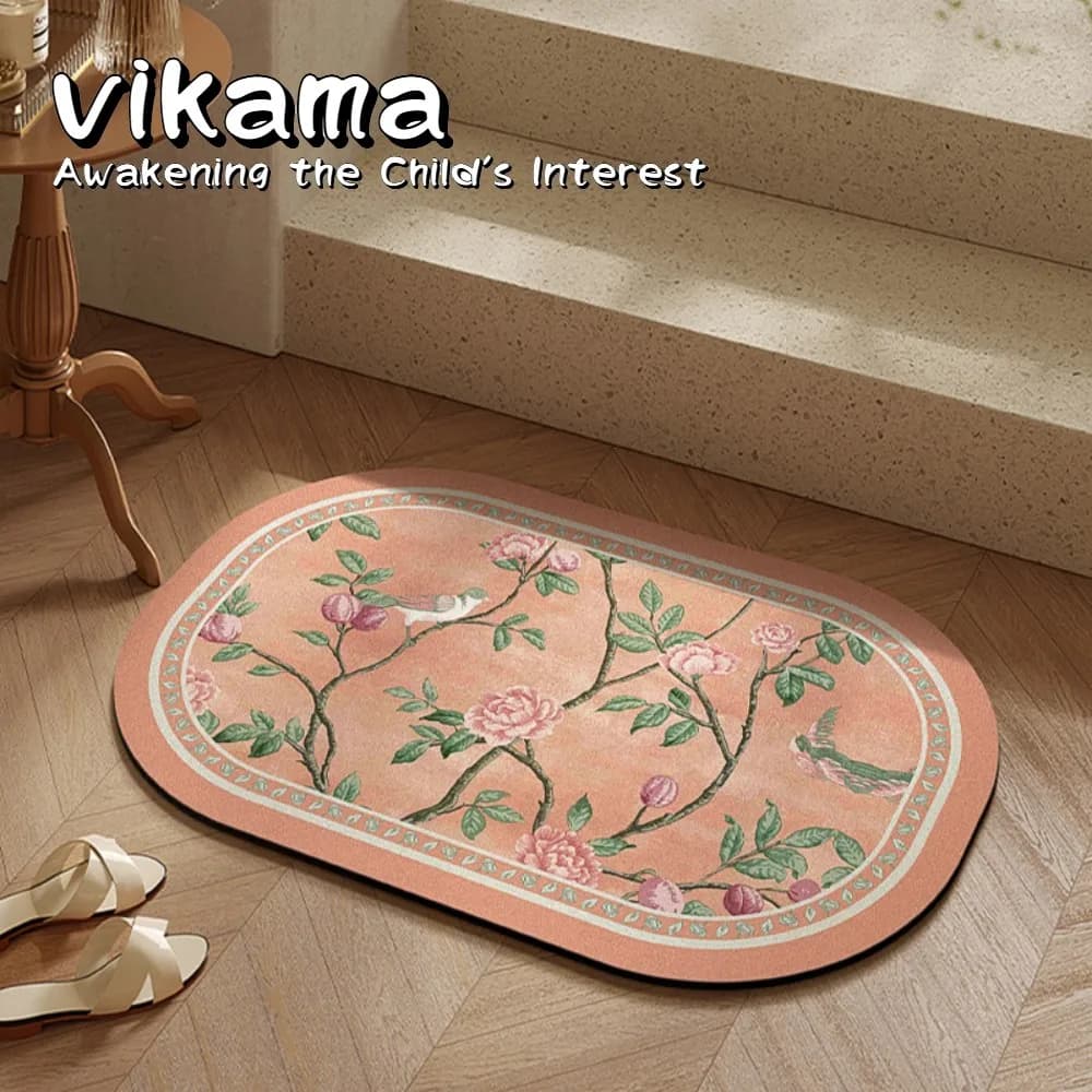 VIKAMA Tappetino da bagno assorbente super grip Zerbino ad asciugatura rapida e facile da pulire per l'ingresso del bagno antiscivolo