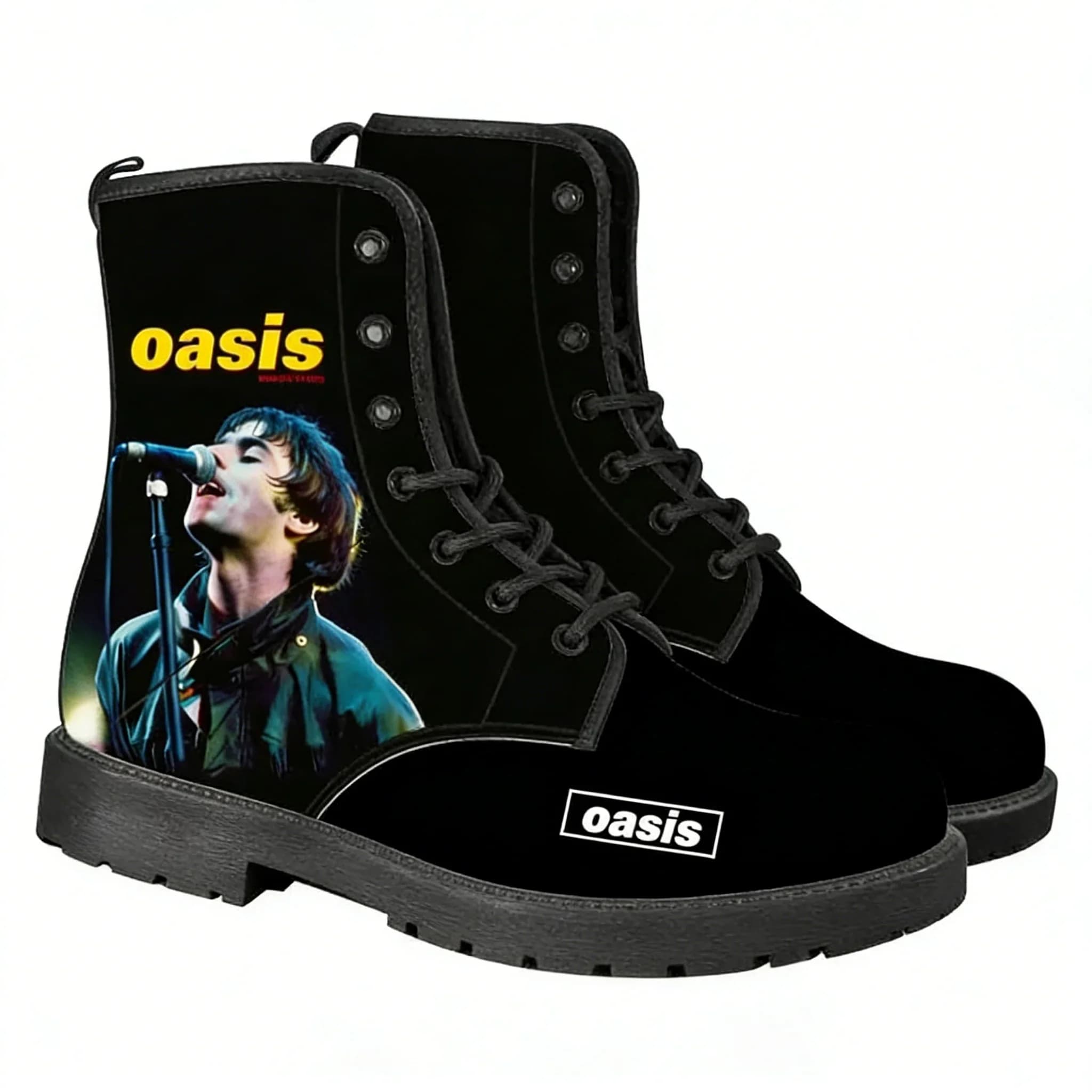 Oasis Rock Band Casual Boots Scarpe da uomo e da donna Retro Street 3D Stivali leggeri impermeabili Stivali da esterno personalizzati