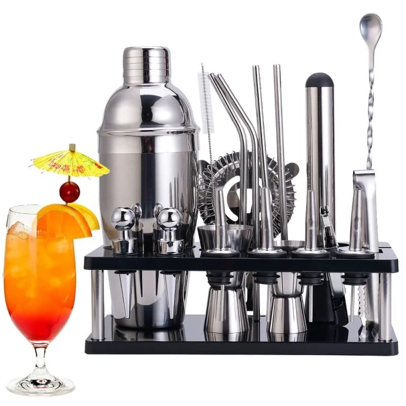 Set di shaker per cocktail Boston da 20 pezzi Kit da barista per la casa Bar Bevanda Vino Martini Mixer Shaker per cocktail Strumento per barista 550 e 750ML