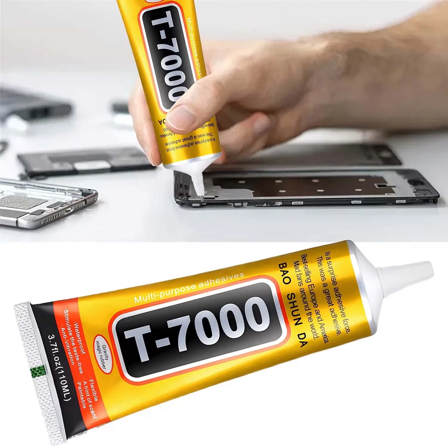 t7000 phone repair glue Black Contact Cellphone Tablet Repair AdhesiveStrong t-7000 Glue 15ML 50ML 110ML with Fine Needle Outlet