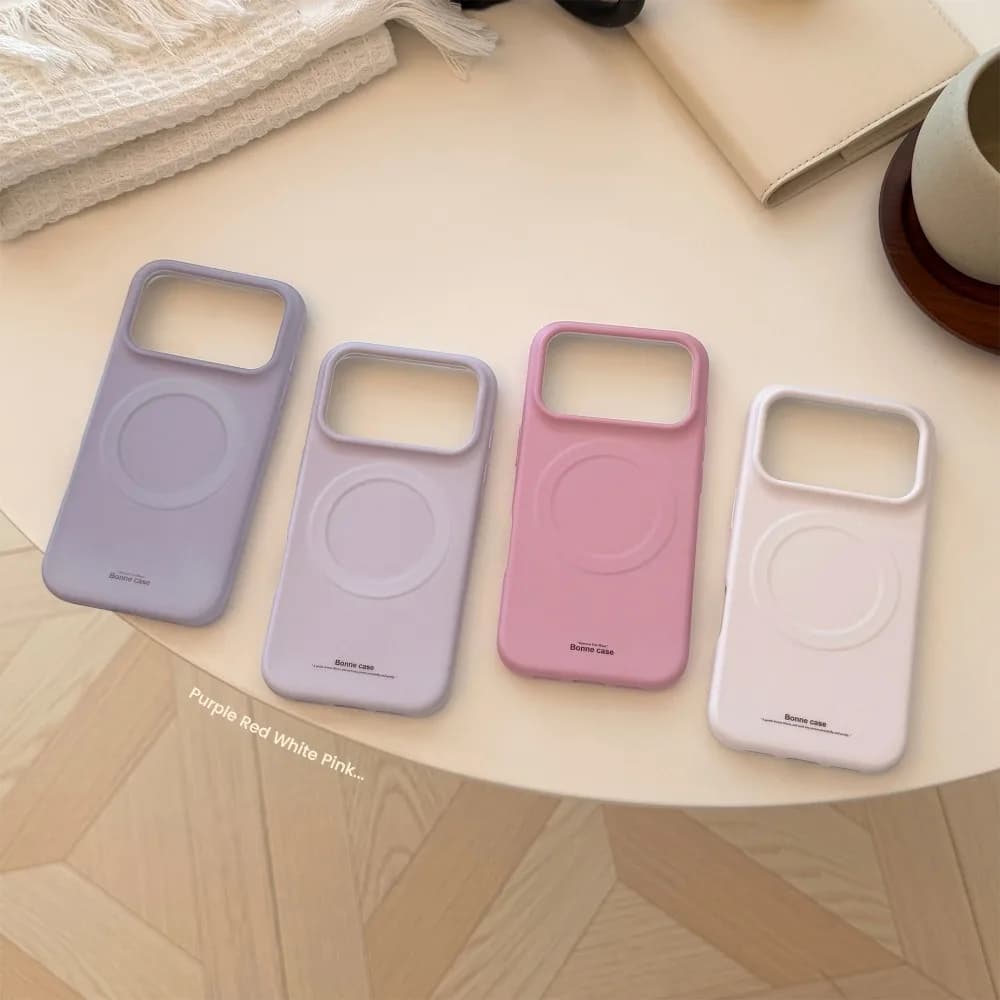 Solid color frosted magnetic phone case suitable for iPhone 17, 16, 15, 14, 13 Pro/Max/Plus anti drop and shockproof back cover