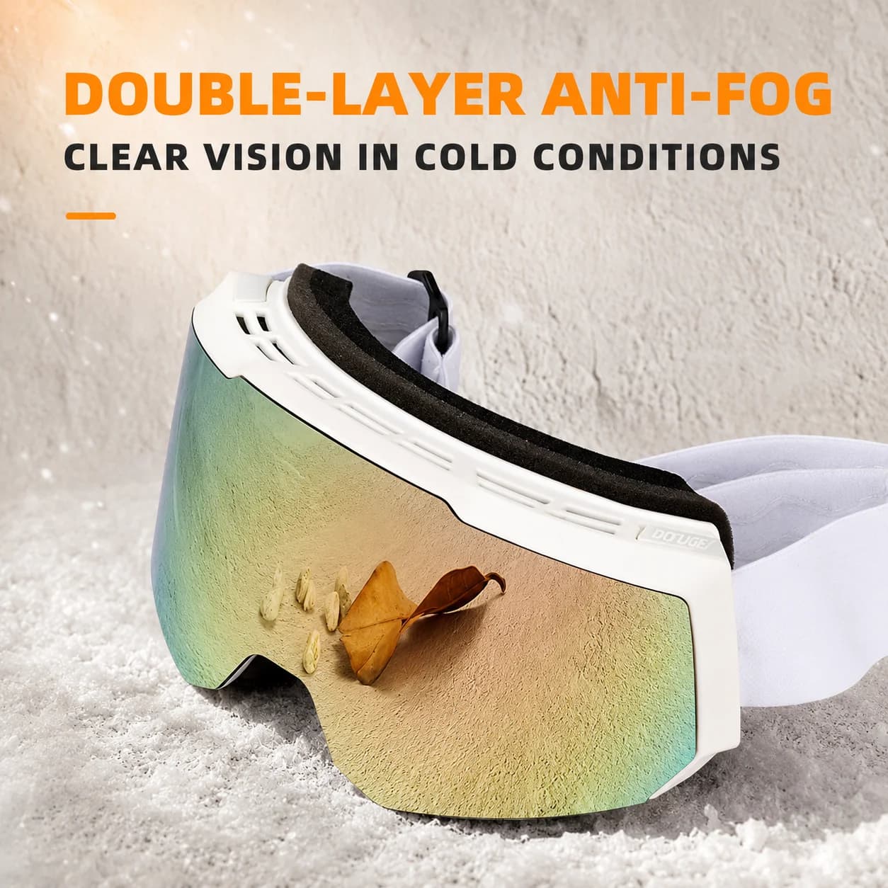 Cylindrical Ski Goggles Double Layer Anti-Fog UV Protection PC Lens OTG Snowboard Eyewear for Men Women Skiing Mountaineering