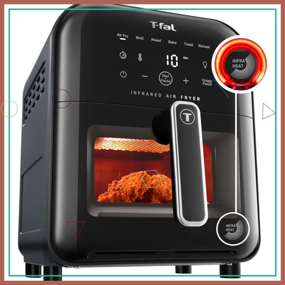 Forno Combinato con Friggitrice ad Aria Infrarossi da 6 Qt, Schermo Touch Digitale 7-in-1, Tecnologia No-Shake, 1550W