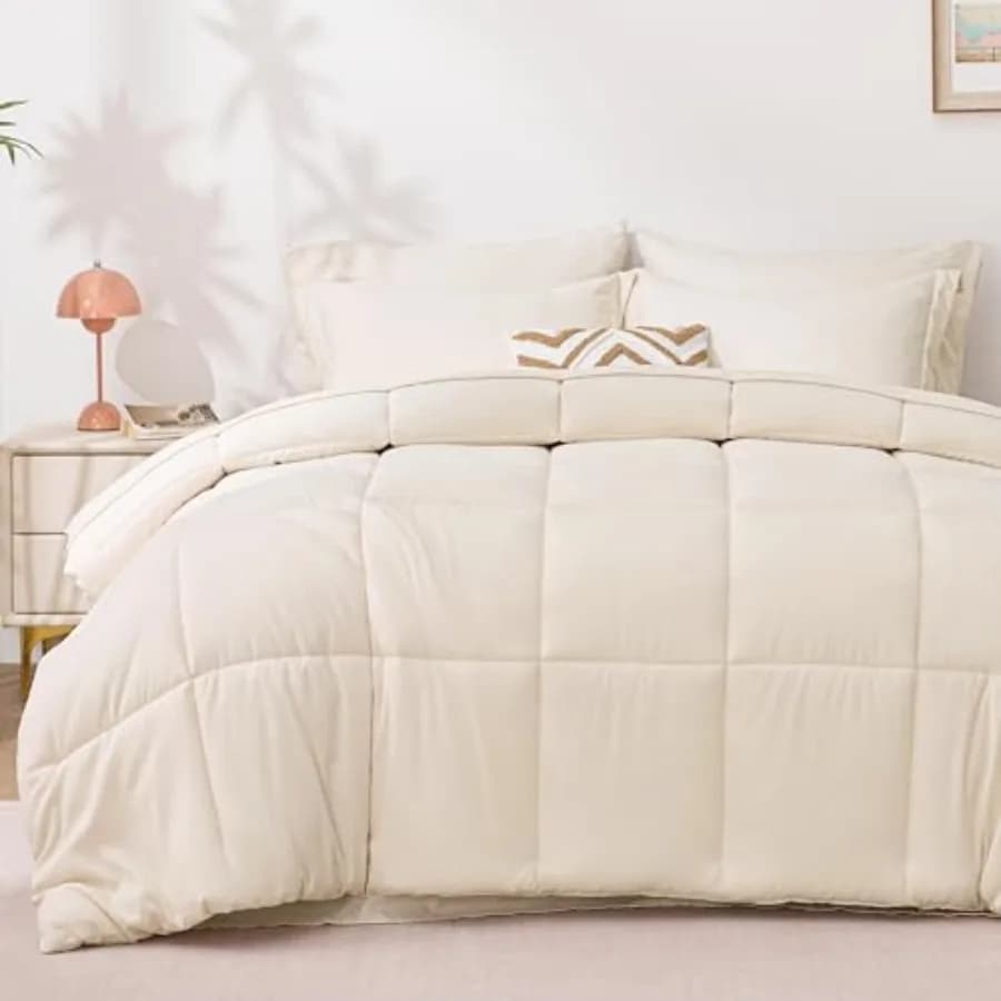 Comforter Set 7 Pieces Bed in a Bag All Season Bedding Sets with 1 Comforter 1 Flat Sheet 1 Fitted Sheet 2 Pillowcase and 2 Pil
