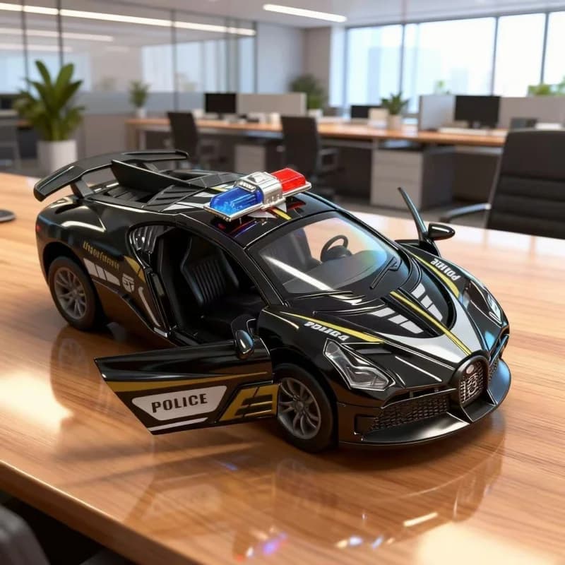 1/36 die-cast police car model, open the door to pull back the metal car, decorative collectible model