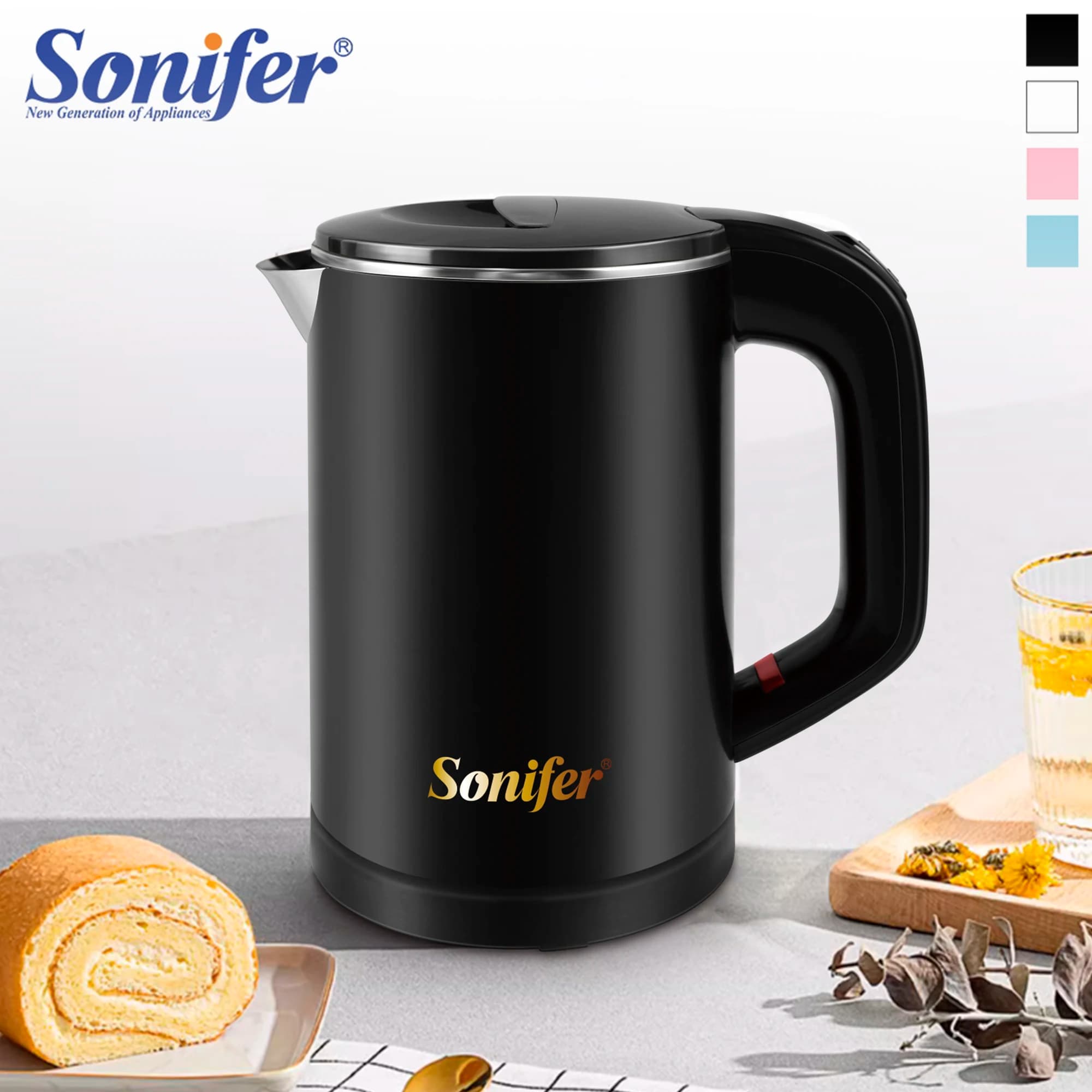 Bollitore elettrico da viaggio tè caffè 0.6L Mini bollitore portatile senza fili in acciaio inossidabile 800W per pentola da viaggio in famiglia dell'hotel Sonifer