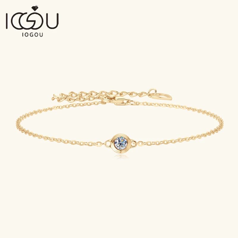 0.1ct Moissanite Bracciale con diamanti Originale 925 Sterling Silver Chain Gioielli con ciondoli Bolo Bracciale Donna Regali per il Nuovo Anno 2024