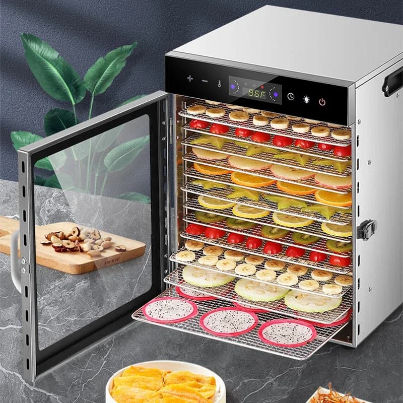 Essiccatore per Alimenti Compatto a 12 Livelli (220V/110V) – Essiccatore per Snack, Carne Essiccata e Frutta; Essiccatore per Alimenti, Frutta, Verdura, Fiori