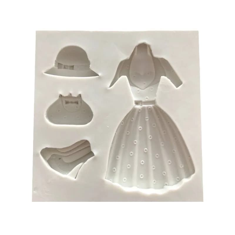 Nuovo vestito da principessa fai-da-te, stampo in silicone per argilla ceramica morbida al cioccolato fondente 15-572