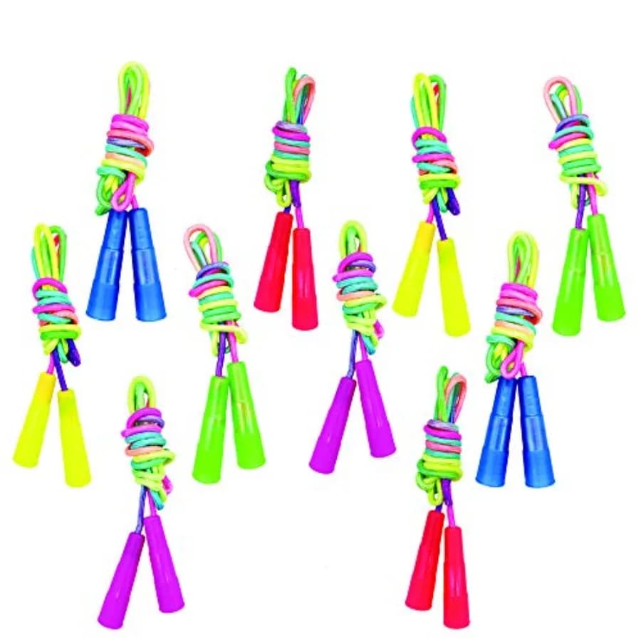 Set di 10 corde per saltare arcobaleno, corde per saltare in nylon resistenti, corde per saltare vibranti e sicure per ragazze o ragazzi, educazione fisica, sci