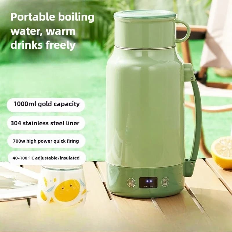 Bollitore Elettrico Portatile, Tazza Elettrica Domestica Integrata con Isolamento Termico, Bottiglia per Acqua Calda con Rivestimento in Acciaio 316