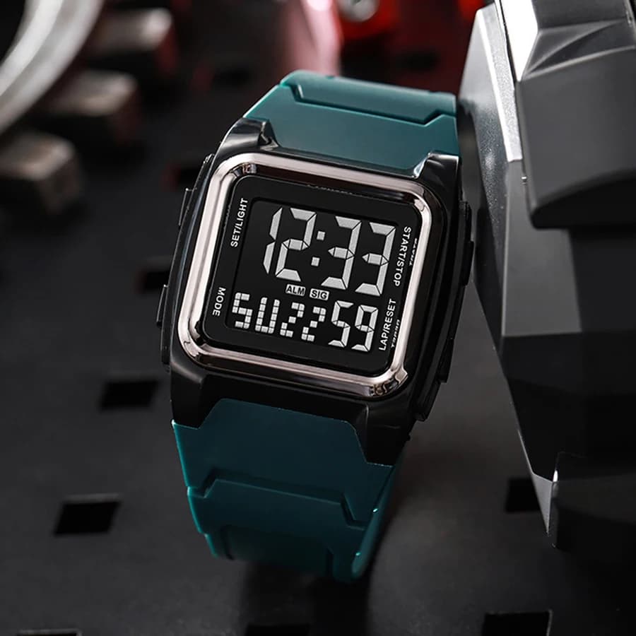 Orologio sportivo da uomo alla moda Orologio sportivo impermeabile con cronometro Sveglia Orologio da polso elettronico di lusso luminoso per uomo e bambino