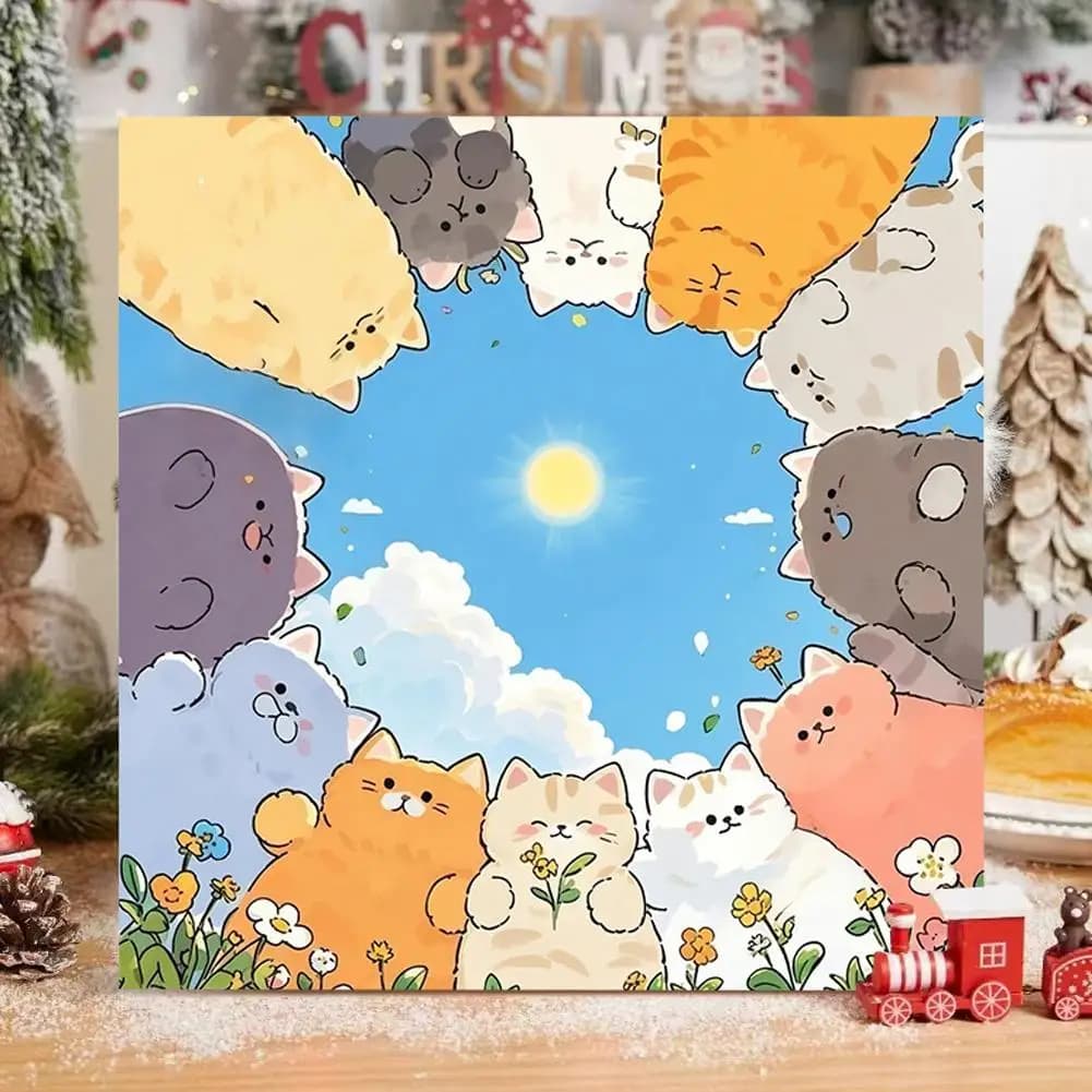 Cat Oil Painting By Numbers For Adults Canvas Picture Cute Animal DIY Acrylic Paint Kit Wall Art Living Room Home Decor Gift