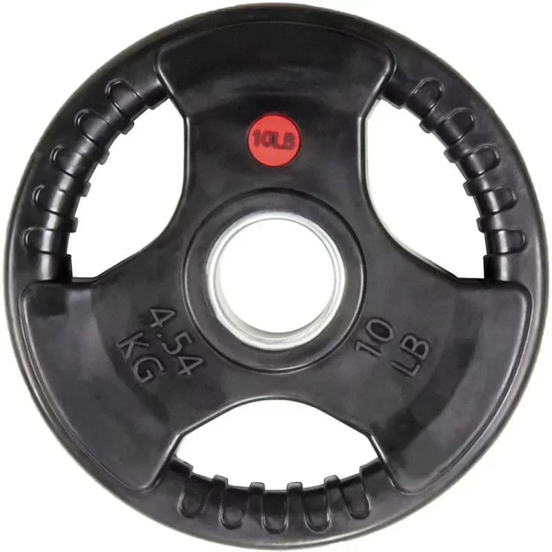 Nuovo Prodotto Disco per Pesi da Palestra a Tre Fori, Disco per Bilanciere con Foro da 5 cm, Impugnatura Tri-Grip a 3 Fori, Rivestito in Gomma Nera, per Manubri