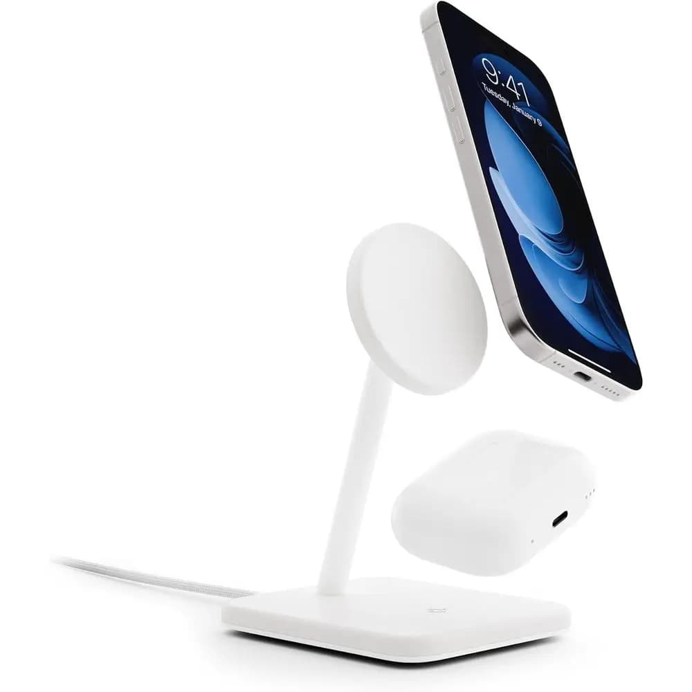 Stazione di ricarica wireless per iPhone 15/14/13/12 Pro/Max, AirPods Pro/3/2, Bianco
