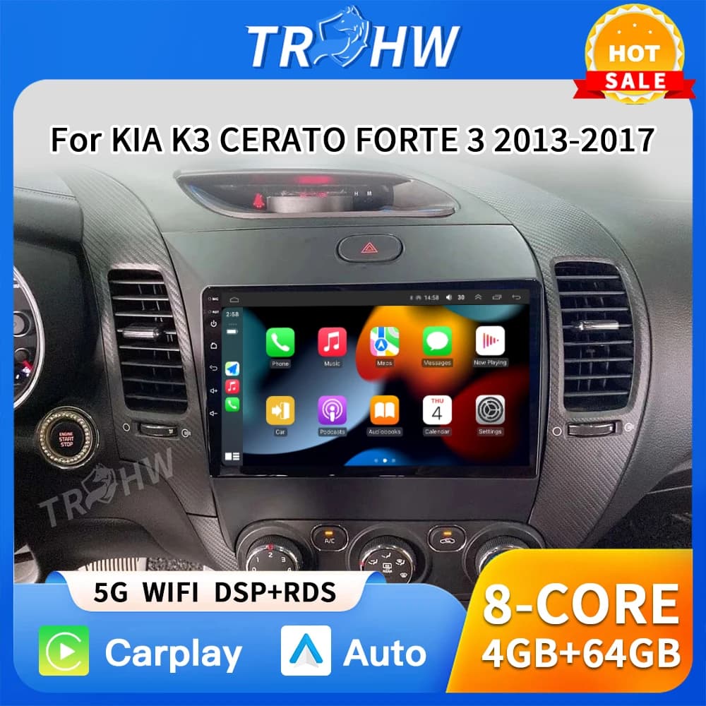 Android16 Carplay Auto Per KIA K3 CERATO FORTE 3 YD Sintonizzatore 2013 2014 2015 2016 2017 lettore video Multimedia Autoradio WIFI + 4G DSP