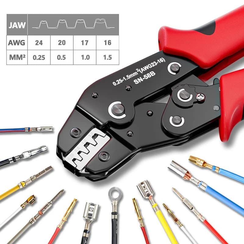 Set of crimping tools for Dupont JST MOLEX Open barrel, terminals Dupont Molex JST TE and pin EPC PCIE SATA SN-58B