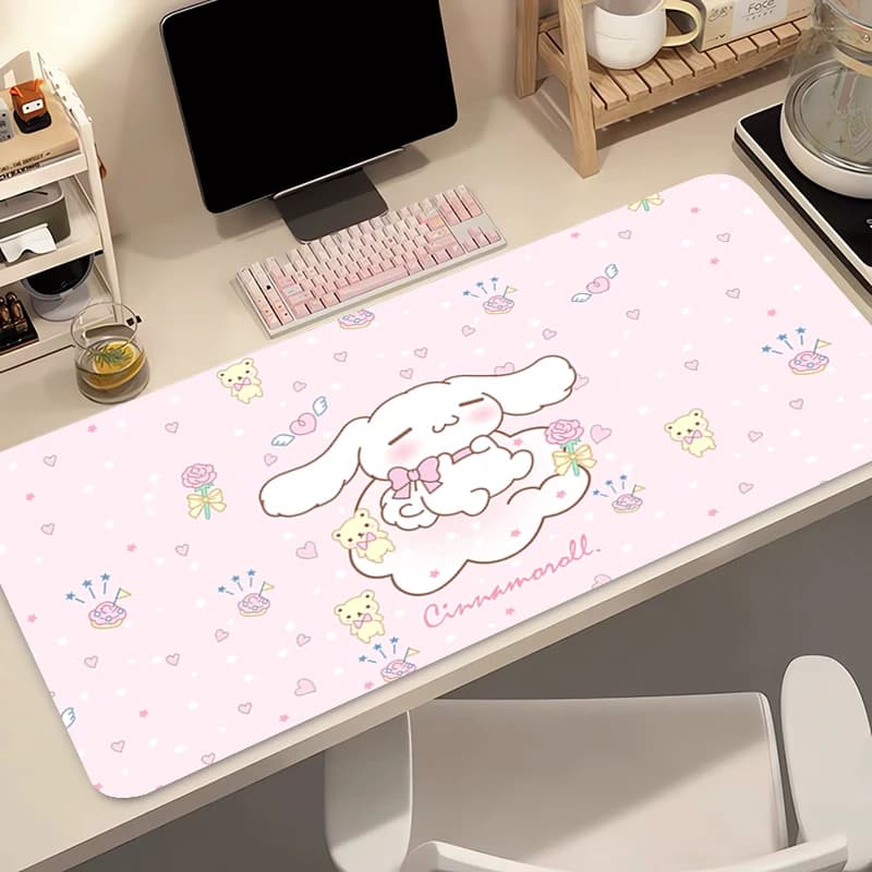 Tappetino per mouse Accessori da gaming Cinnamoroll PC Gamer Tappetino per scrivania computer Tappetino per tastiera Varmilo per laptop Tappetino per mouse bianco con bordo