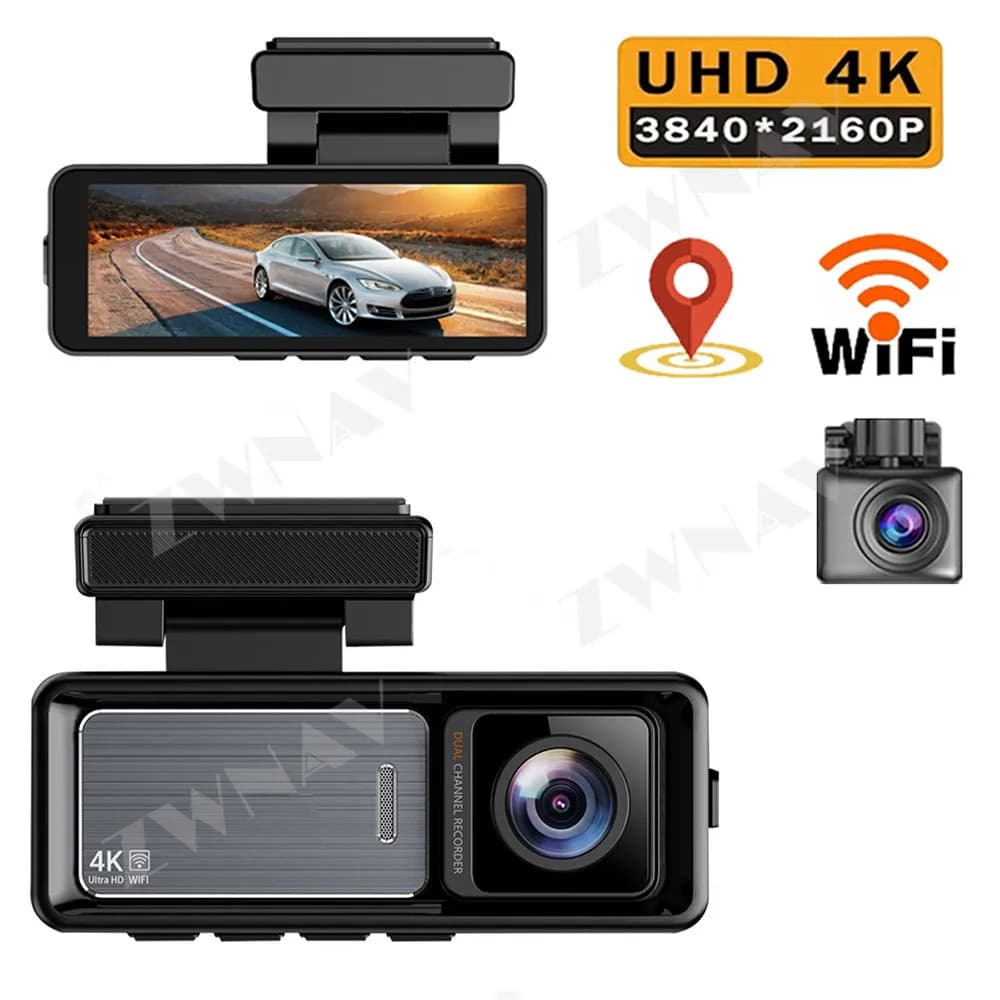 Dash Cam OEM 4K Universal with Night Vision and WiFi, Tracker and GPS Navigation Reader Dashcam Wireless