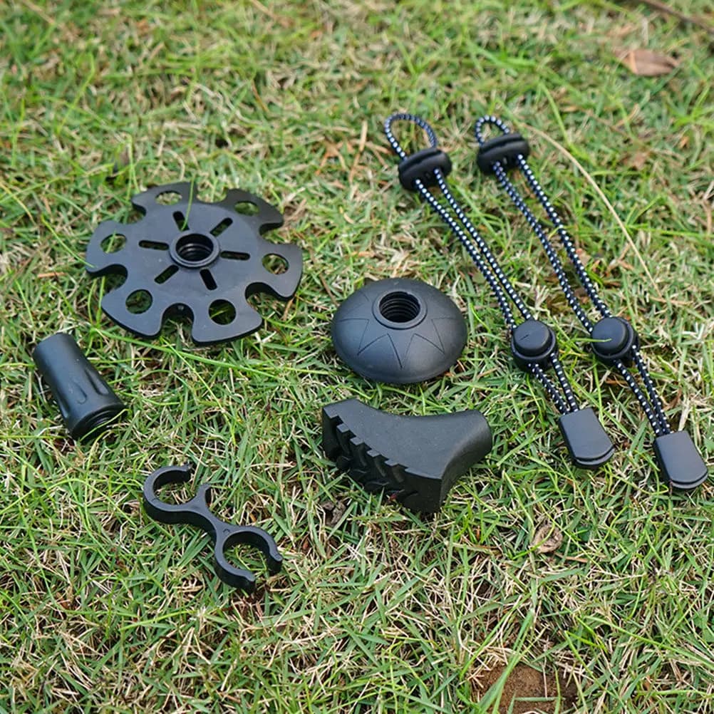 12Pcs Trekking Pole Foot Protectors Black Rubber Anti-Slip Shockproof Hiking Stick Tip Covers Crutch Foot Pads