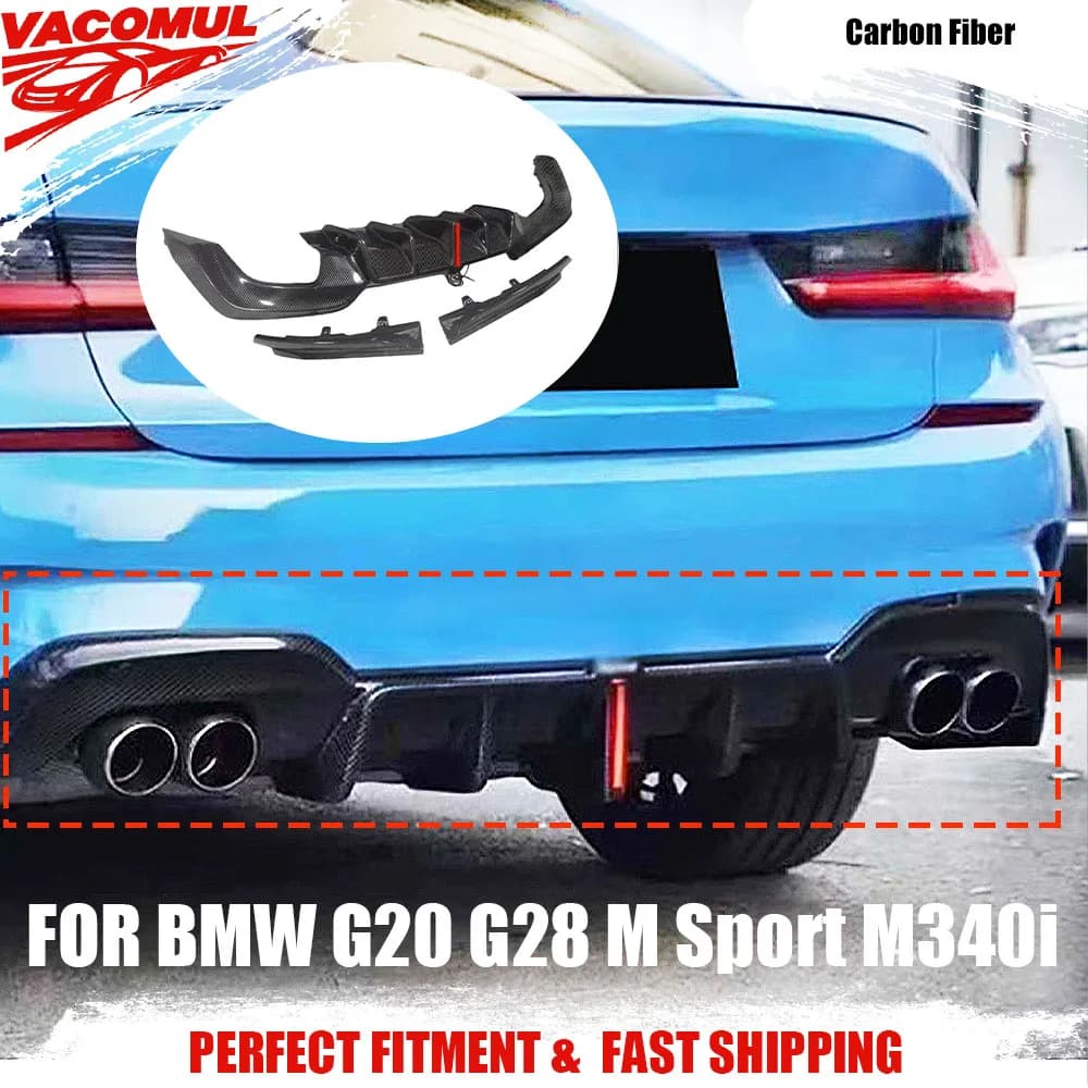 VACOMUL For BMW G20 G28 M Sport M340i 2020 2021 2022 Carbon Fiber Rear Bumper Lip Diffuser Spoiler Car Accessories