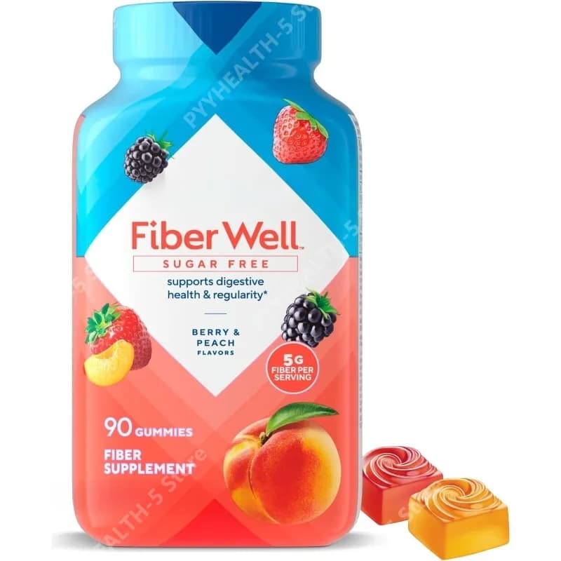 Fiber Well Gummy Vitamins, Caramels Fruit gums, Prebiotics, Body supplements, Vitamins in Rubber 90 Pieces (Confection Could vary) Healthy foods