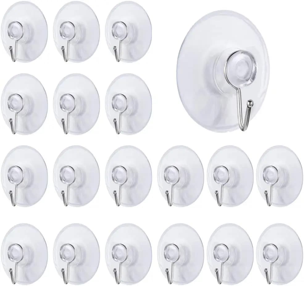24 ganci a ventosa rimovibili, piccoli e resistenti, con gancio in metallo, per cucina, doccia, parete, finestra, porta in vetro