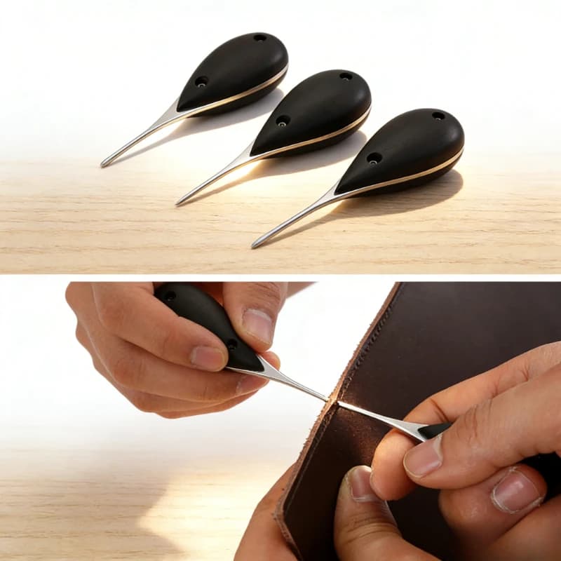 Set di punzoni per cuciture, punzone rotondo a diamante, punzone francese, kit di strumenti per cucire in pelle fai da te, per artigianato fatto a mano, acciaio HRC 55 440C