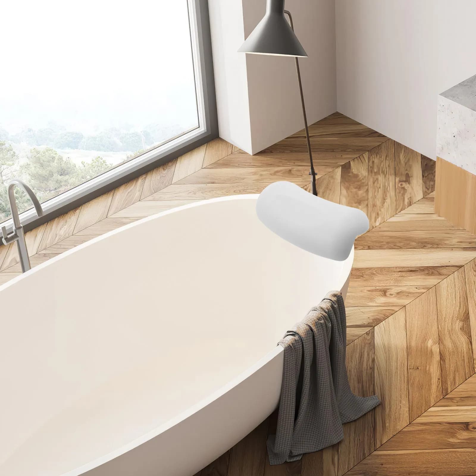 Cuscino da Bagno Ergonomico in Schiuma PU con Ventose Antiscivolo, Impermeabile, Supporto per Testa e Collo, Accessorio per Relax in Spa e Bagno
