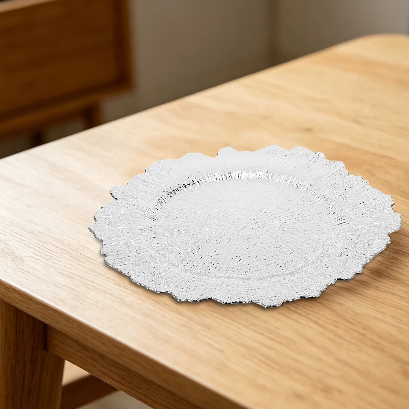 6Pcs Plastic Charger Plates Scalloped Rim Reef Underplates Ocean Theme Reusable Decorative Dinner Party Wedding Reception Table