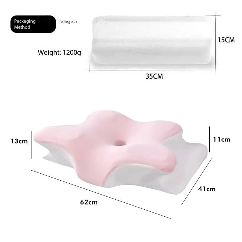 Cuscino in Memory Foam a Forma di Farfalla, Ortopedico per Supporto Cervicale e Sollievo dal Dolore al Collo, per Dormire