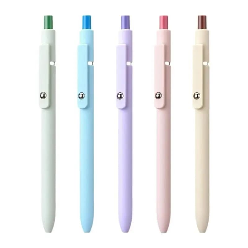 R53C 5Pieces Retractable Gel Pen Quick Drying Gel Pen 0.5MM Journaling Pen Smooth Writing for Writing Noting Journaling