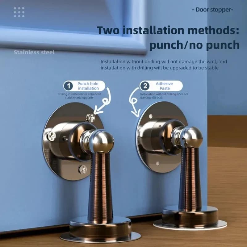 Essenziale per Casa e Ufficio: Fermaporta Magnetico in Acciaio Inossidabile Resistente, Supporto a Parete Senza Foratura